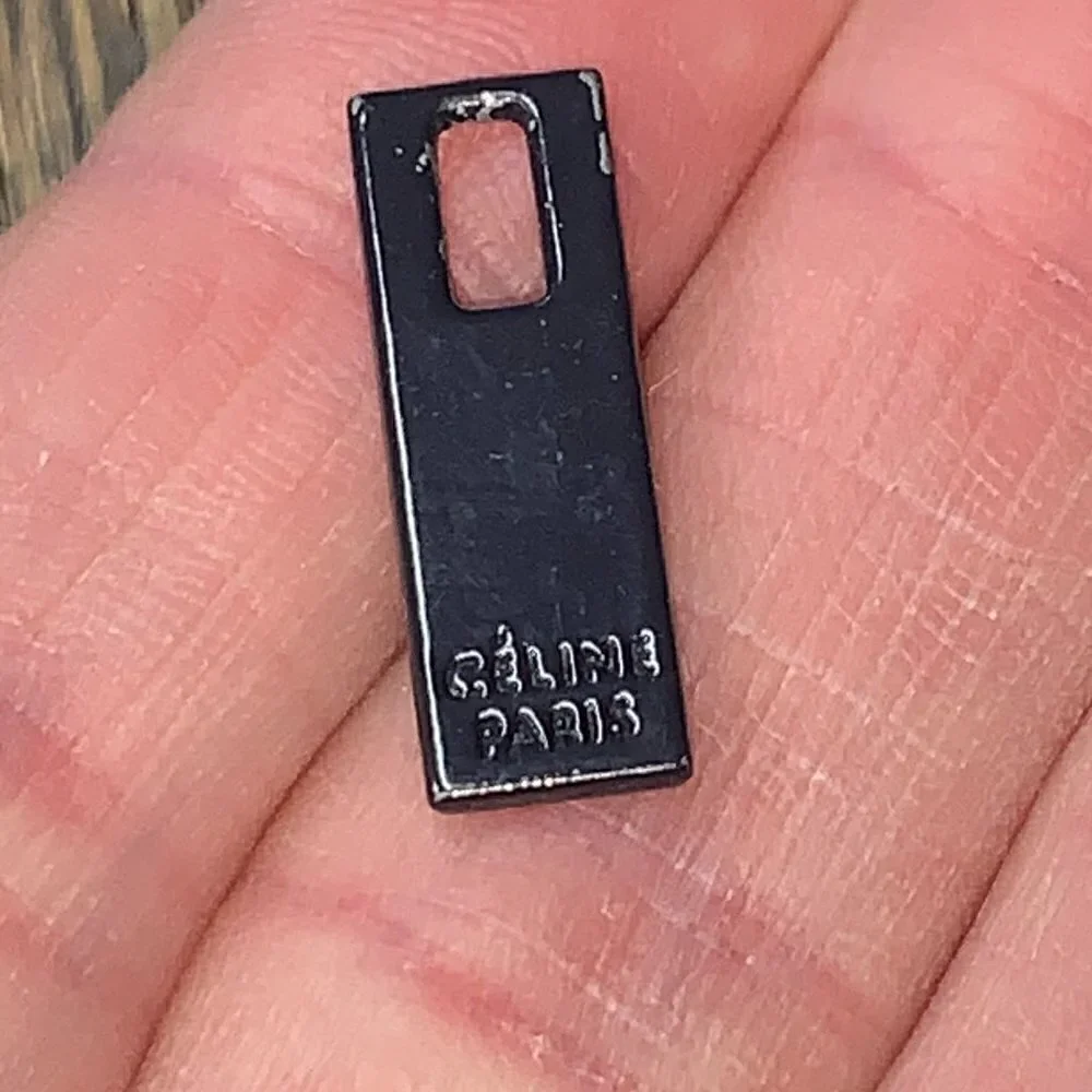 CELINE Paris Authentic Replacement Zipper Pull Dark Silver Metal 0.75"L - Picture 4 of 11